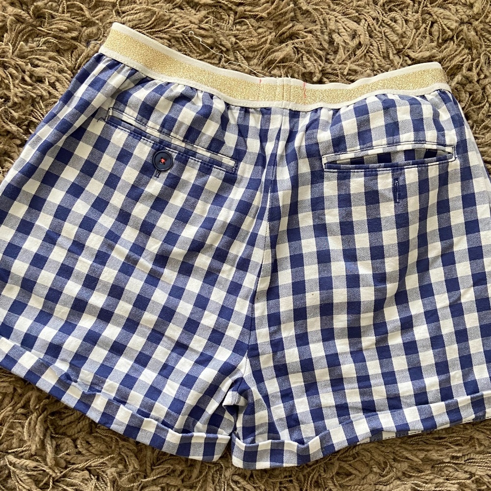 Girls Cotton Shorts Blue and White Check Shorts